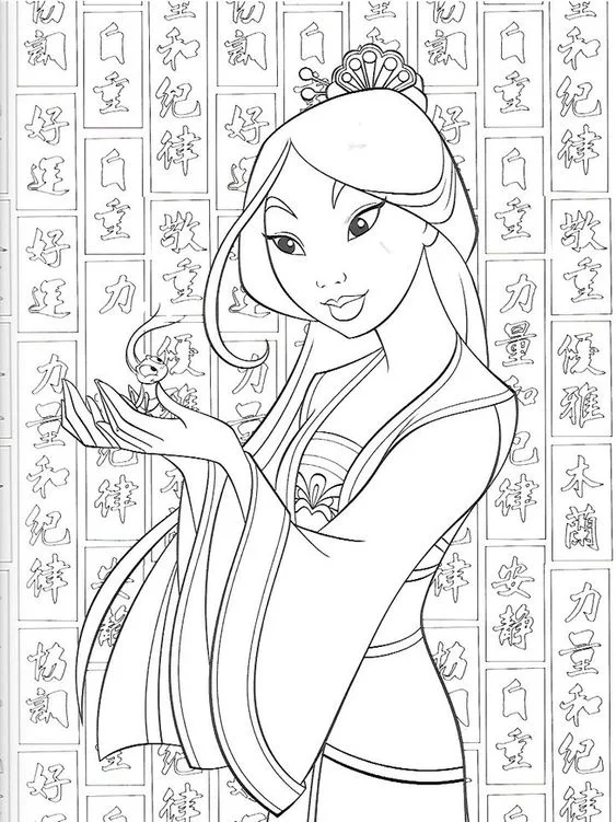 Princesa Mulan para colorir