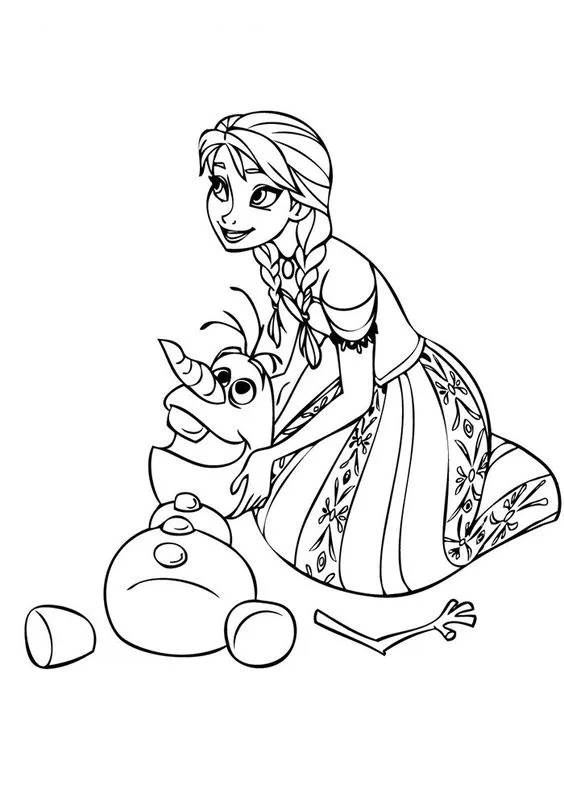 Desenho da Anna e Olaf para colorir