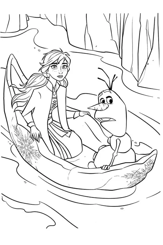 Desenho da Anna e Olaf para pintar