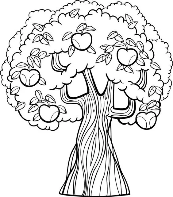 Desenho para colorir árvore de maçã