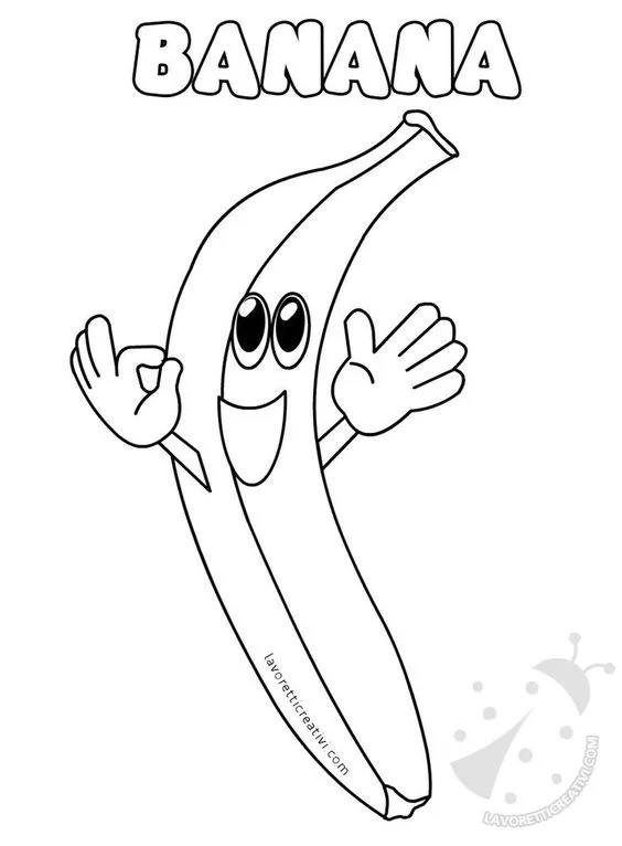 Desenho banana alegre para colorir