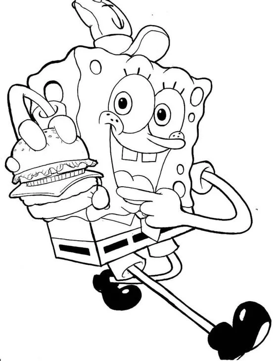 Desenho bob esponja com hambúrguer  do siri