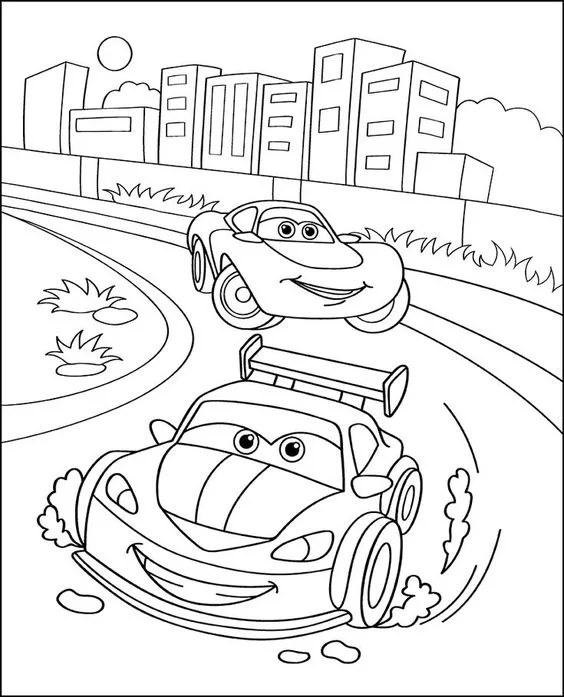 Desenho de carro animado para colorir