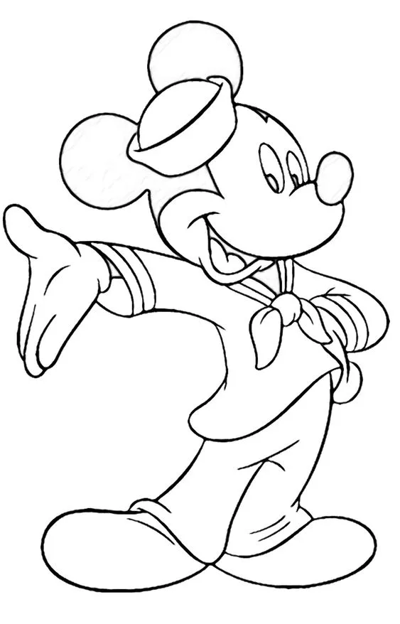 Desenho do Mickey Mouse marinheiro para colorir