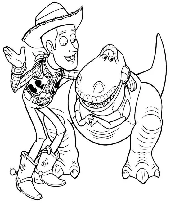 Desenho Xerife woody e Rex para colorir