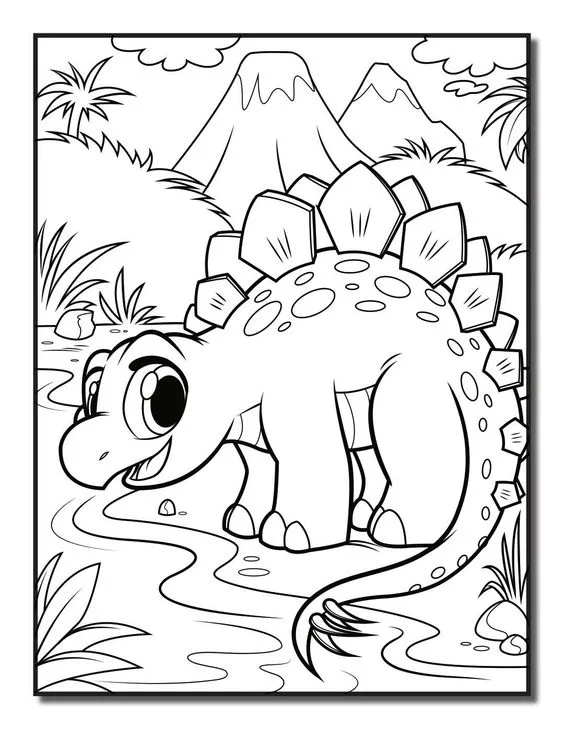 Desenho de um Estegossauro para colorir