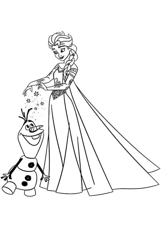 Desenho Elsa e Olaf para colorir