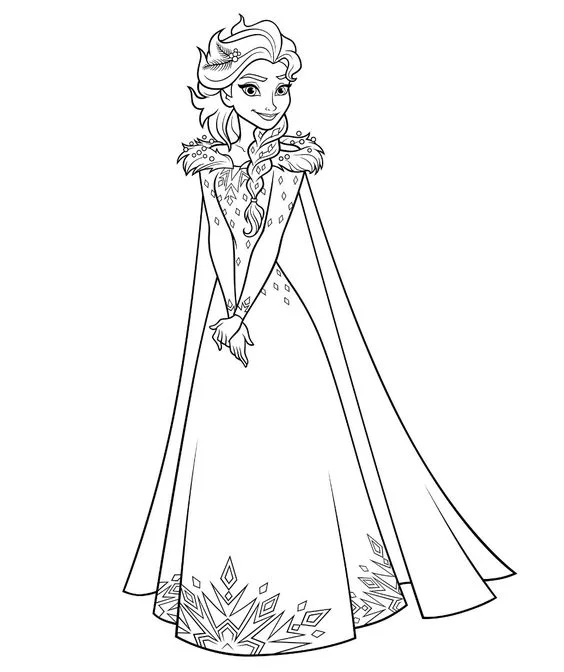 Desenho Elsa para imprimir e pintar