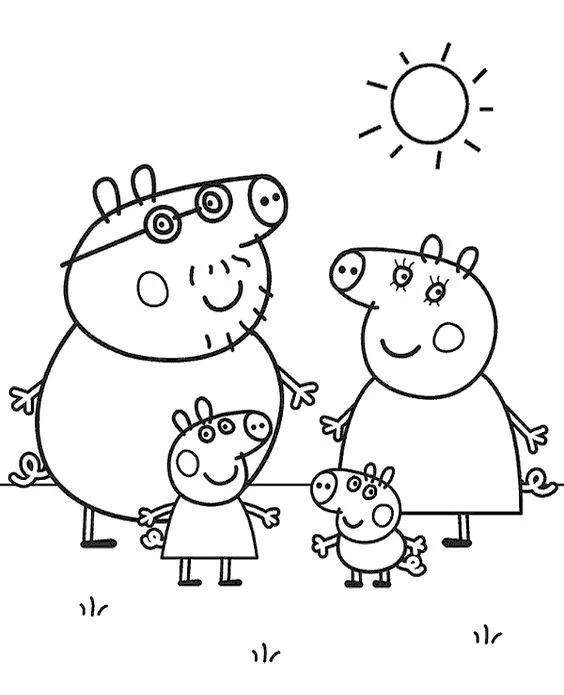 Desenho família pig para colorir