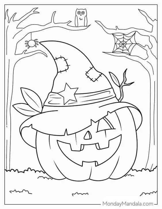 Desenho de halloween para imprimir e colorir