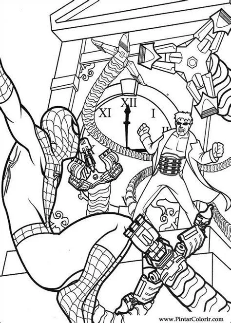 Desenho Homem Aranha lutando para colorir