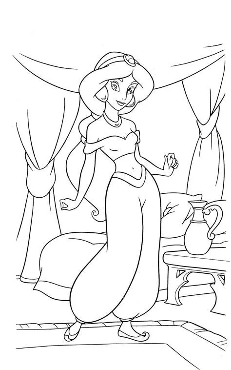 Desenho da princesa Jasmine para pintar