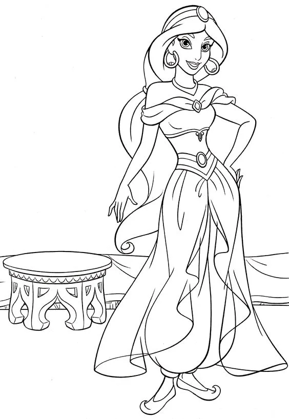 Desenhos da Princesa Jasmine para Colorir