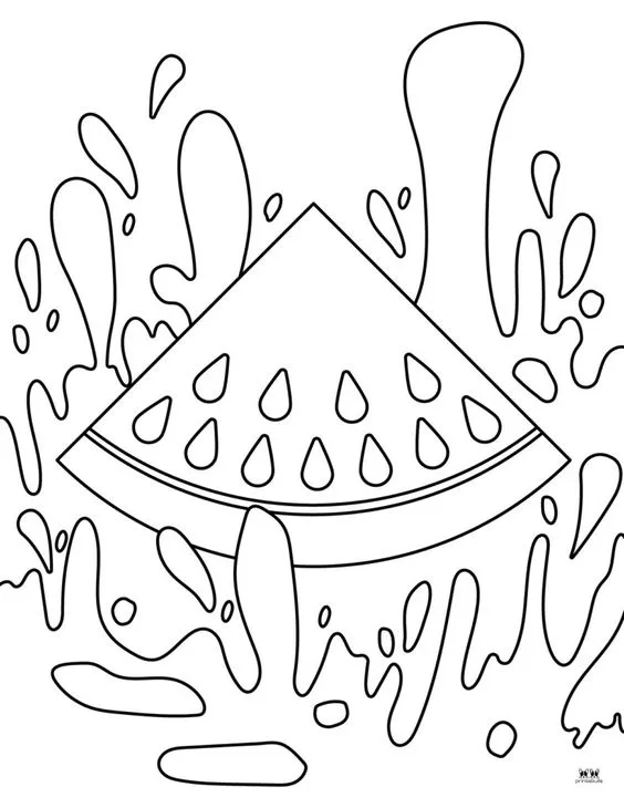 Desenho para colorir melancia na água