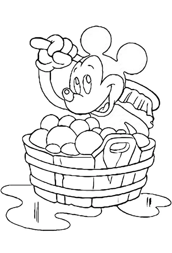 Desenho para colorir Mickey Mouse banhando