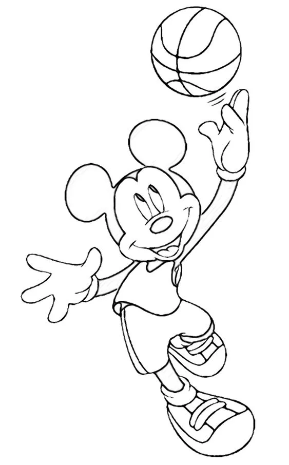 Desenho do Mickey Mouse com bola de basquete
