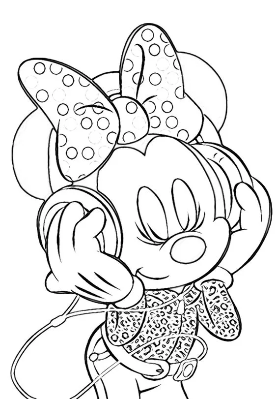 Desenho da Minnie Mouse de fones de ouvida para colorir