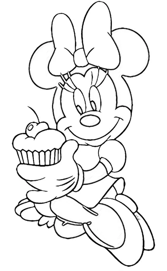Desenho Minnie com doce para colorir