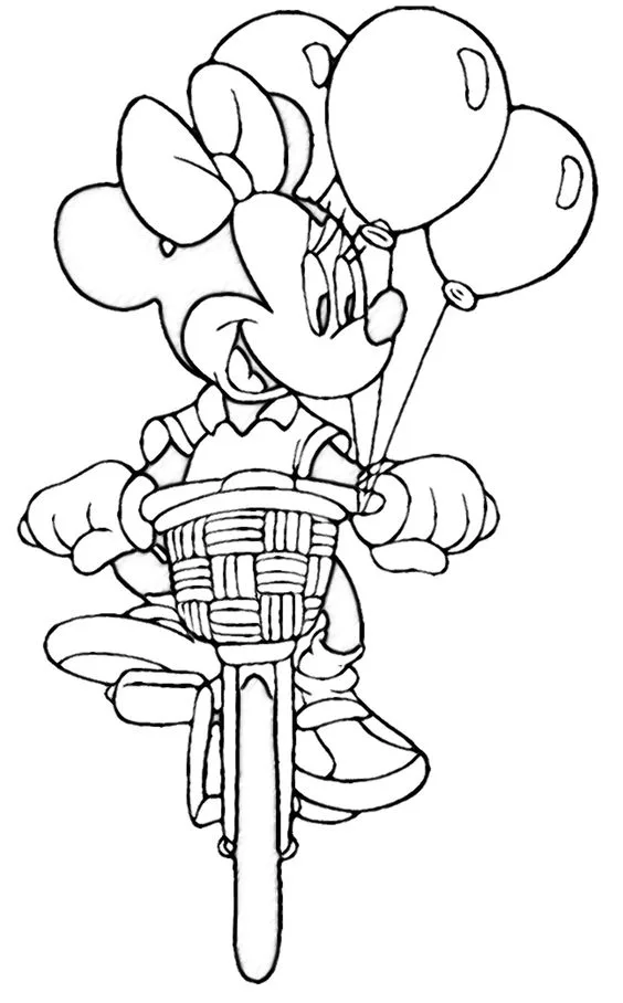 Desenho Minnie Mouse de bicicleta para colorir