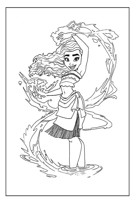 Desenho da Moana princesa das águas para colorir