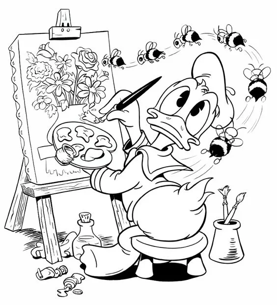 Desenho para colorir e pintar Pato donald