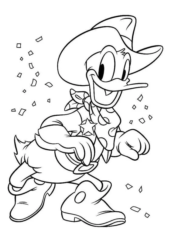 Desenho Pato Donald xerife para colorir