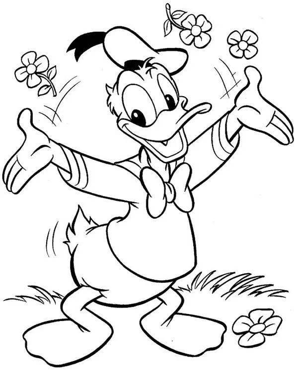 Desenho Pato Donald alegre para colorir