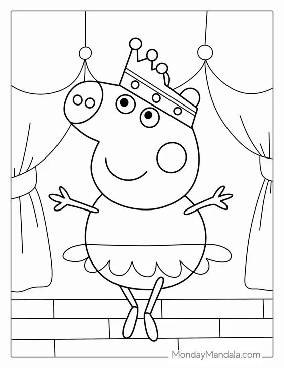 Desenho Peppa pig de bailarina para colorir