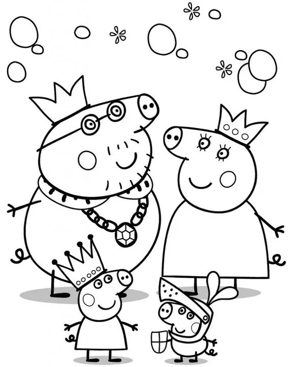 Desenho Peppa e sua família para colorir