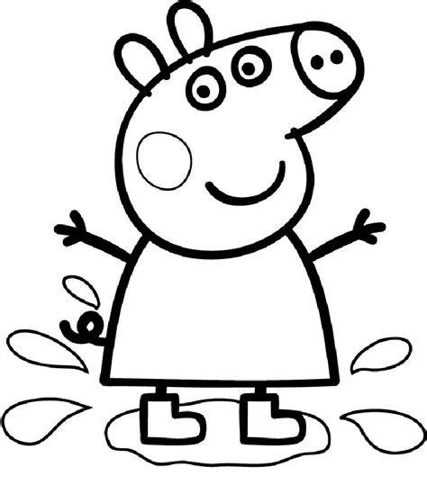 Desenho Peppa Pig na poça de lama para colorir