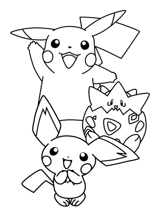 Desenho Pikachu e seus amigos para colorir