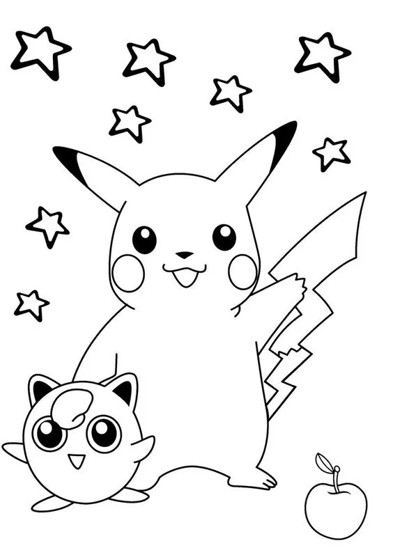 Desenho para pintar e imprimir pikachu
