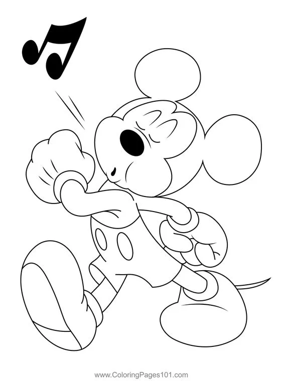 Desenho para colorir Mickey Mouse assoviando