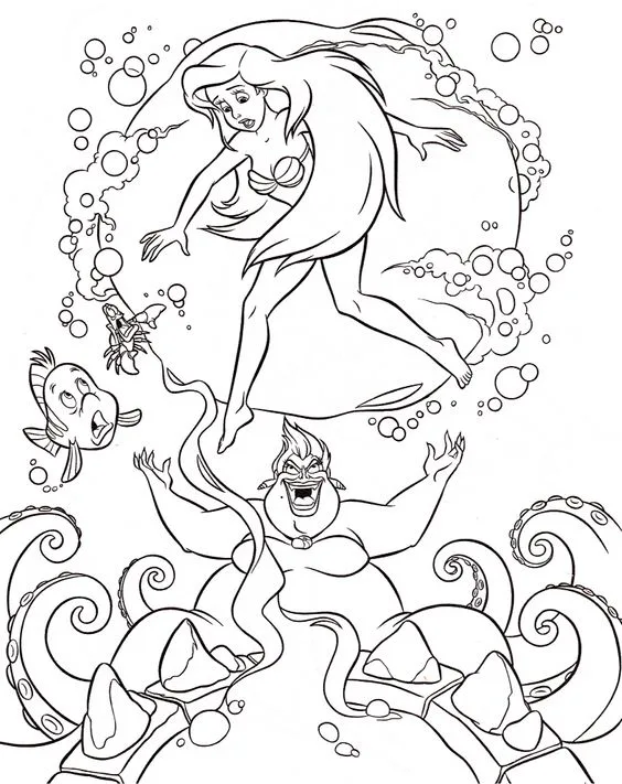 Desenho da Ariel e com pernas para colorir