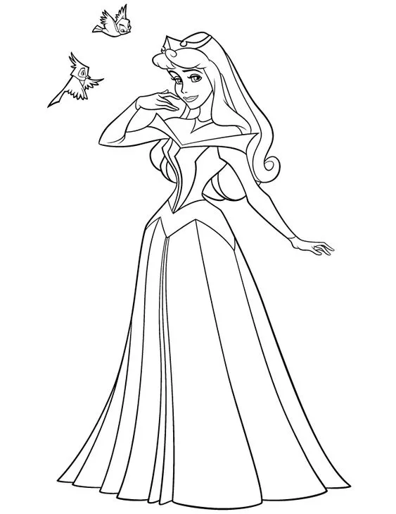 Desenho da Princesa Aurora para colorir e pintar