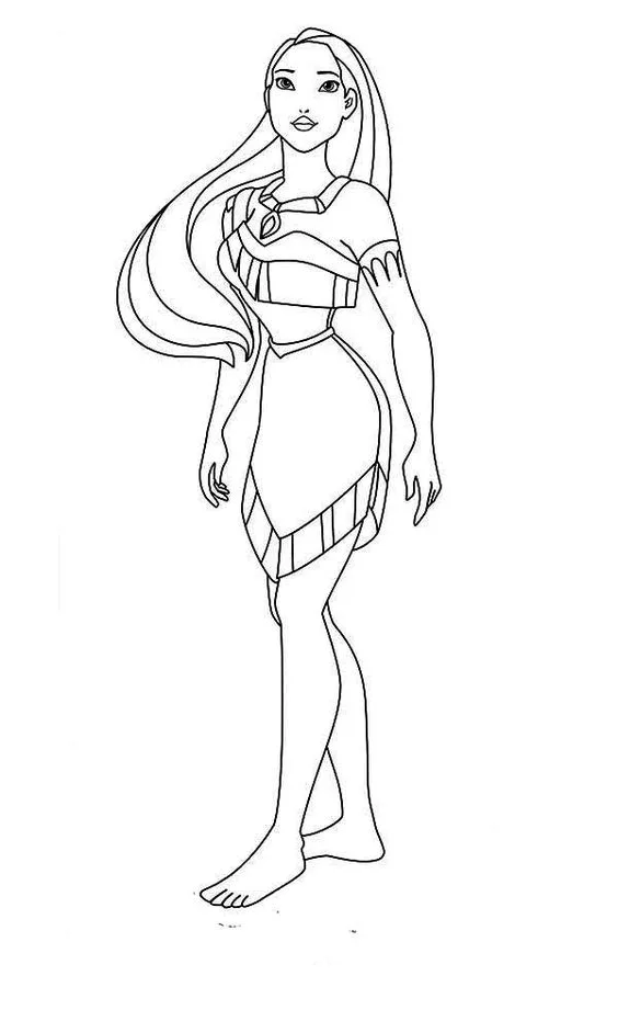Desenho da princesa Pocahontas para colorir