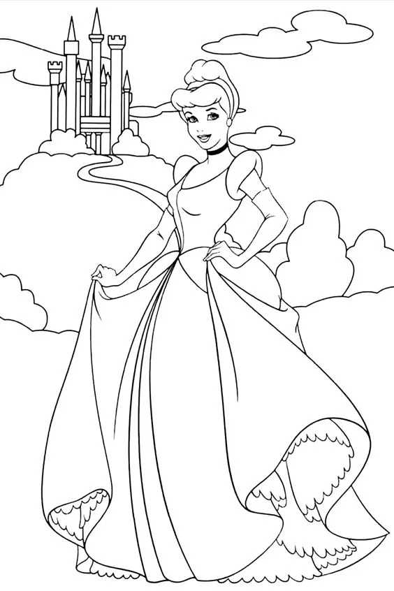 Desenhos da Princesa Cinderela para Colorir