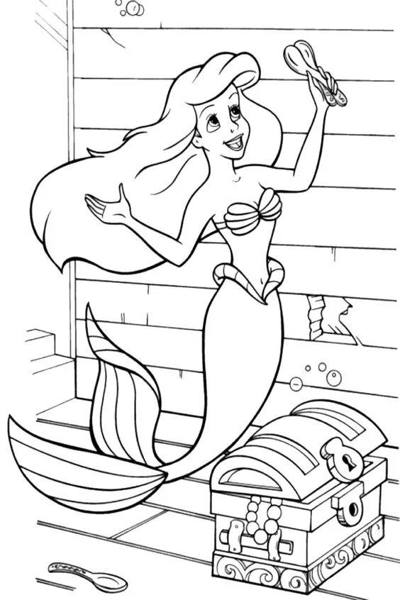 Desenho da Ariel para imprimir e colorir