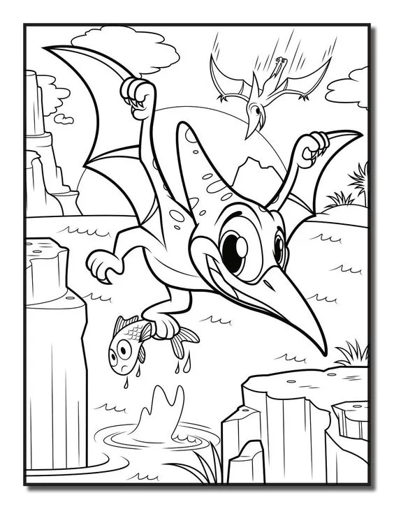 Desenho de um Pterossauro para colorir