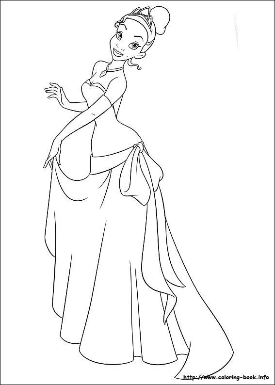 Desenho da princesa Tiana para pintar e colorir