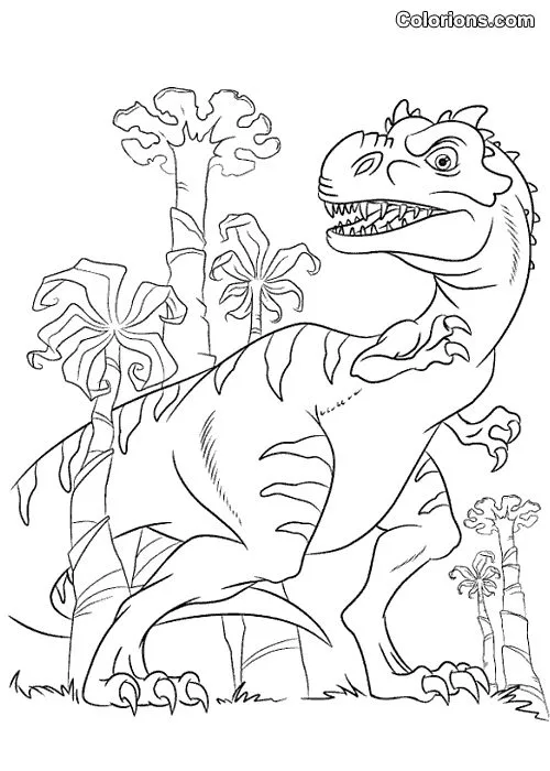 Desenho de um Tiranossauro Rex para imprimir e colorir