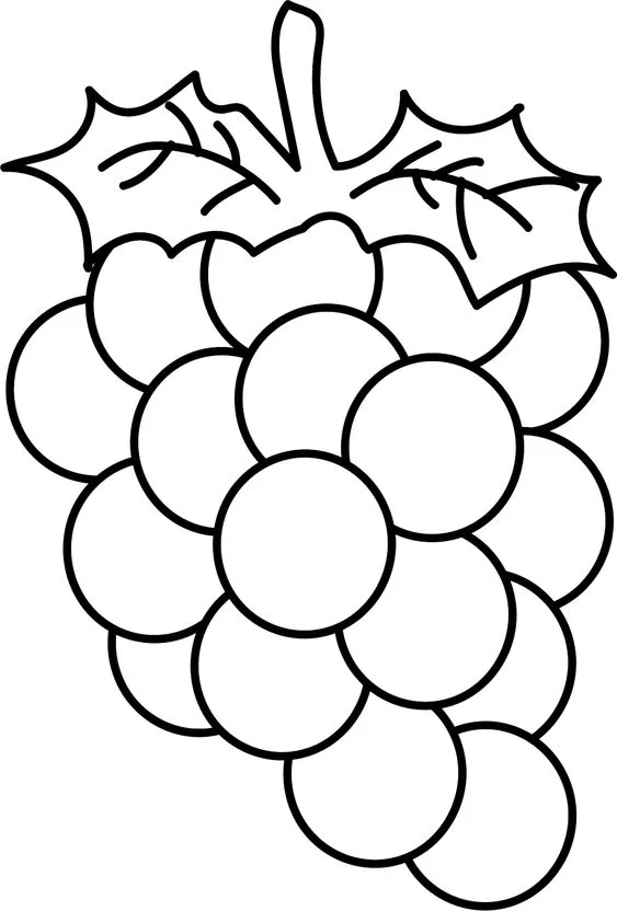 Desenho de uvas para pintar e colorir