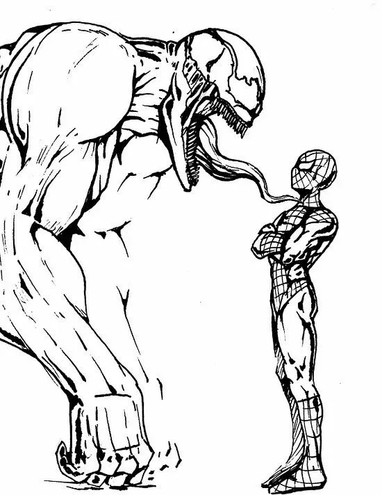 Desenho do Homem Aranha e o Venom para colorir