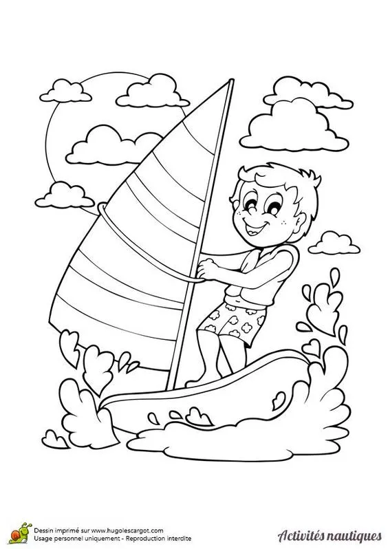 Desenho do windsurf para colorir
