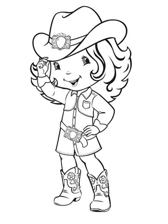 Desenho da moranguinho de cowgirl  para colorir