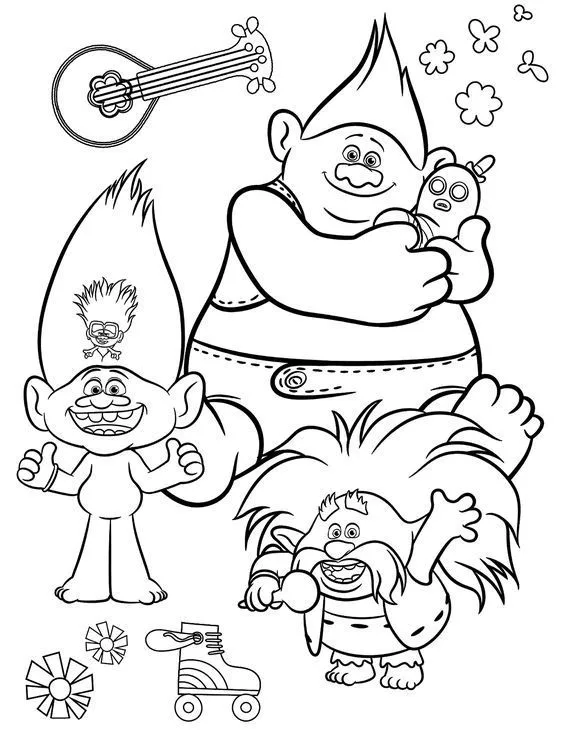 Desenho para colorir os trolls