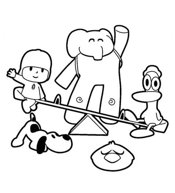 Desenho Pocoyo e seus amigos para colorir